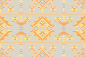 Aztec geometric pattern for vibrant color.Damask style pattern for textile and decoration.Ethnic abstract ikat.Seamless pattern in tribal.Native aztec boho vector design.