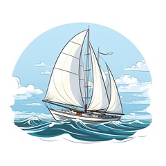Fototapeta premium Crisp white sails billow in the sea breeze