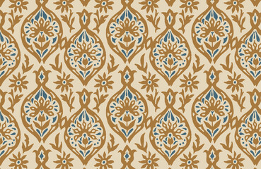 Digital seamless hand drawn pattern block print batik vector