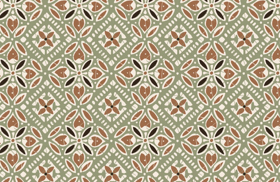 Digital seamless pattern block print batik vector ajrakh