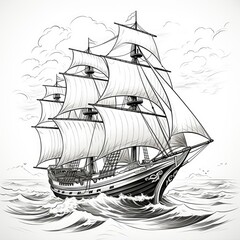 Crisp white sails billow in the sea breeze