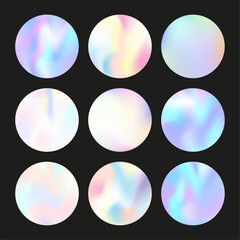 Holographic abstract backgrounds set. Gradient hologram.