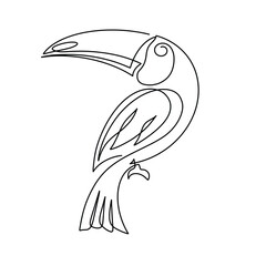 Vector continuous one line tukan bird illustration © Titikdrawn