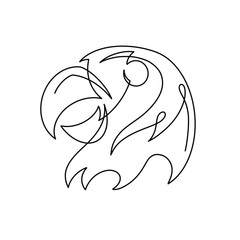 Vector continuous one line head bird illustration