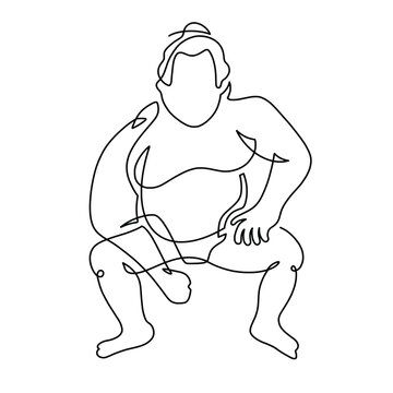 Vector continuous one line sumo illustration