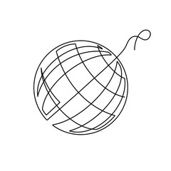 Vector continuous one line mirror disco illustration