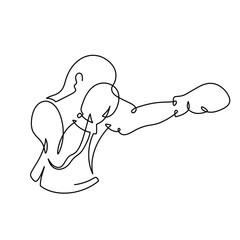 Vector continuous one line boxing illustration