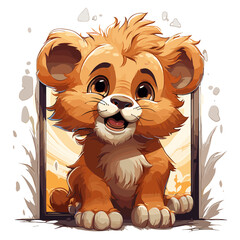 Obraz premium Cute baby Lion on transparent background