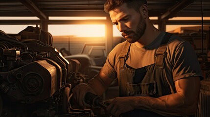 Obraz premium A car mechanic at work.