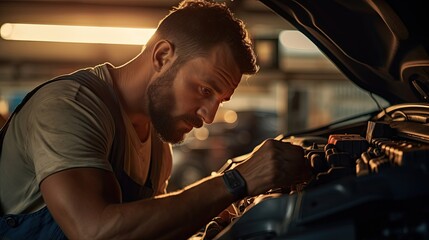 A car mechanic at work.