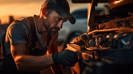 A car mechanic at work.