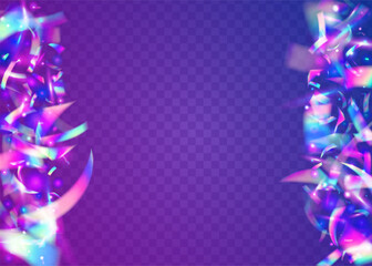 Glitch Background. Purple Party Effect. Transparent Tinsel. Bright Foil. Hologram Texture. Fantasy Art. Shiny Festival Decoration. Blur Prism. Blue Glitch Background