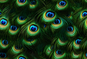 Colorful Realistic Peacock Feather Pattern Background