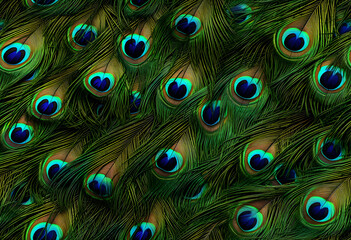 Obraz premium Colorful Realistic Peacock Feather Pattern Background