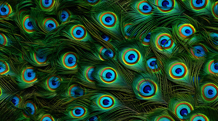 Colorful Realistic Peacock Feather Pattern Background