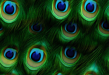 Obraz premium Colorful Realistic Peacock Feather Pattern Background