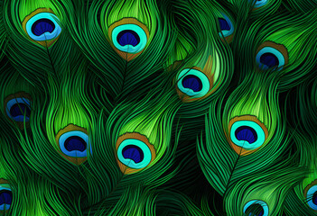 Colorful Realistic Peacock Feather Pattern Background