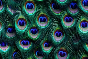 Obraz premium Colorful Realistic Peacock Feather Pattern Background