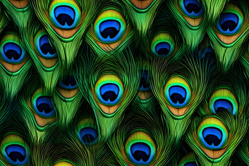 Colorful Realistic Peacock Feather Pattern Background