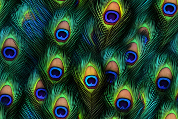 Colorful Realistic Peacock Feather Pattern Background