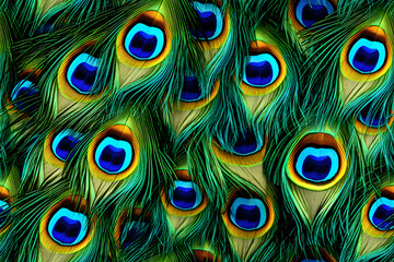 Obraz premium Colorful Realistic Peacock Feather Pattern Background