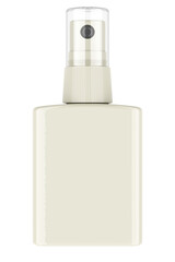 Plastic spray bottle with transparent cap, cosmetic or medication. 3D rendering isolated on transparent background