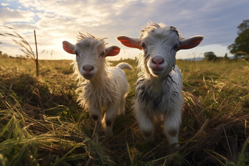 Animals cute goat landscape farming rural grass