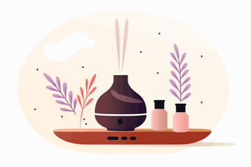 Essential Oils and Diffuser vector flat isolated vector style illustration