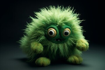 fuzzy creature with a green hue. Generative AI