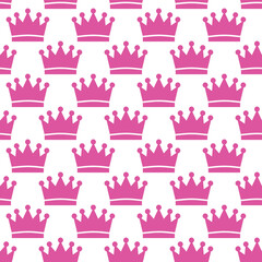 Cute seamless pattern with crowns. Crowns pattern in pink and white