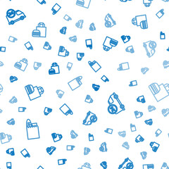 Set line Shopping bag and food, Fast delivery by car and Online ordering burger on seamless pattern. Vector