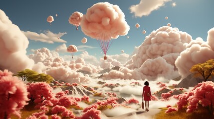 A Magical Illustration of Fantasy Environment where a Person Standing and Enjoying the Moment