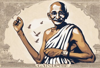 Illustration of a statue depicting Mahatma Gandhi from India. Indian statue in Indian national temple. vector illustration vector illustration of an Indian statue of buddha. Illustration of a statue d - Powered by Adobe