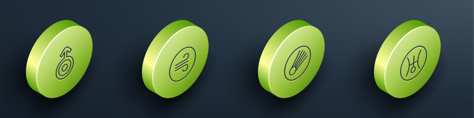 Set Isometric line Symbol Uranus, Windy weather, Comet and icon. Vector
