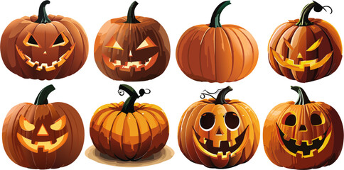 Calabazas de Halloween sobre fondo transparente 01