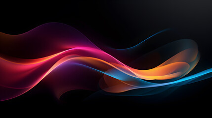 Fototapeta premium Colorful abstract wave painting on black background