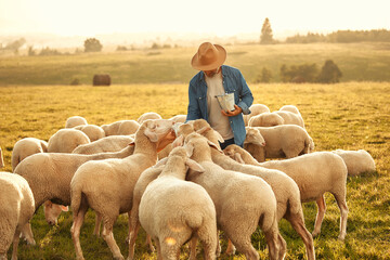 Mature couple working on the farm