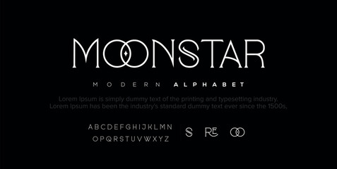 Moonstar premium luxury elegant alphabet letters and numbers. Elegant wedding typography classic serif font decorative vintage retro. Creative vector illustration - obrazy, fototapety, plakaty