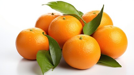 Bright mandarin oranges, or tangerines, accompanied by fresh leaves