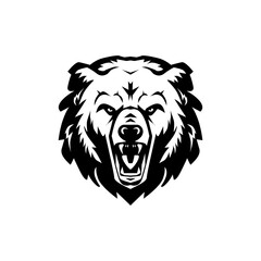 Bear head illustration, Bear vector logo.