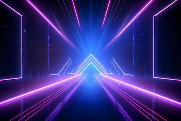 Fototapeta na wymiar abstract neon light blue and purple color background with rays and lines. illustrations. AI Generative