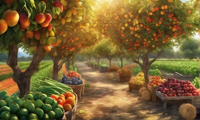3d rendering of a organic farm fruit 3d rendering of a organic farm fruit fresh organic fruits in a...