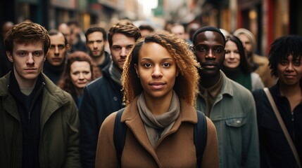 Obraz premium Group of people is standing on the street