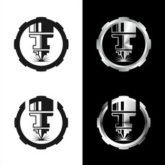 Laser Cutting logo design, laser cutting vector, vintage laser cutting
