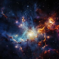 Fototapeta premium Cosmic milky way galaxy background with nebula, stardust and bright shining stars. Generative AI