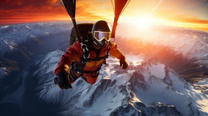 The excitement of adventure travel, featuring skydiving thrills. Generative AI
