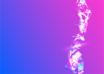 Neon Tinsel. Light Glare. Digital Art. Party Realistic Serpentine. Blur Design. Unicorn Foil. Holographic Sparkles. Purple Disco Background. Blue Neon Tinsel
