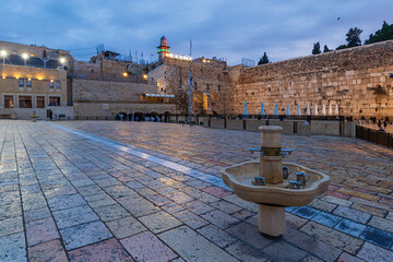 The holy fountains at the Western wall or Wailing wall in the old city of Jerusalem, Israel.