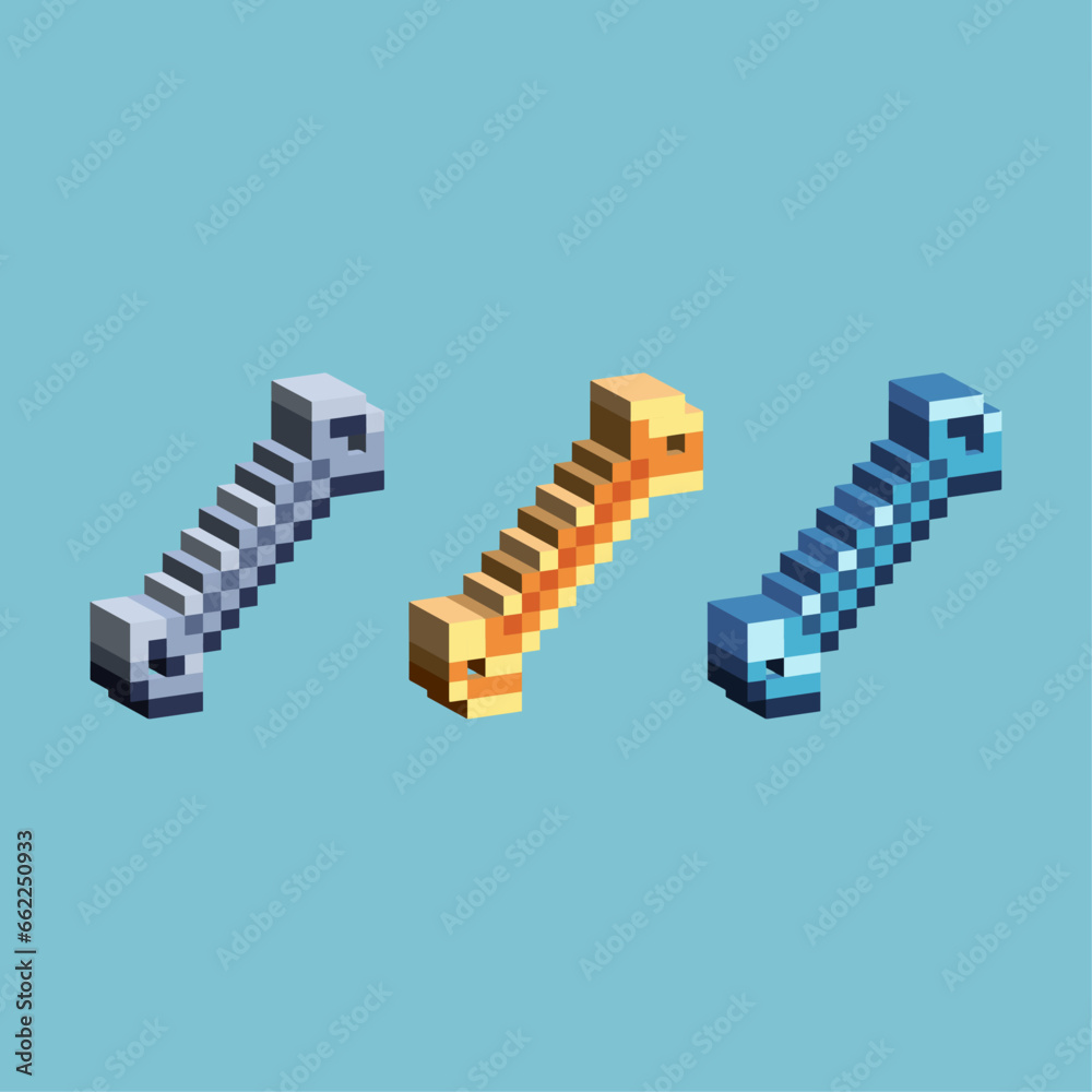 Poster isometric pixel art 3d of wrench for items asset. gold wrench on pixelated style.8bits perfect for g