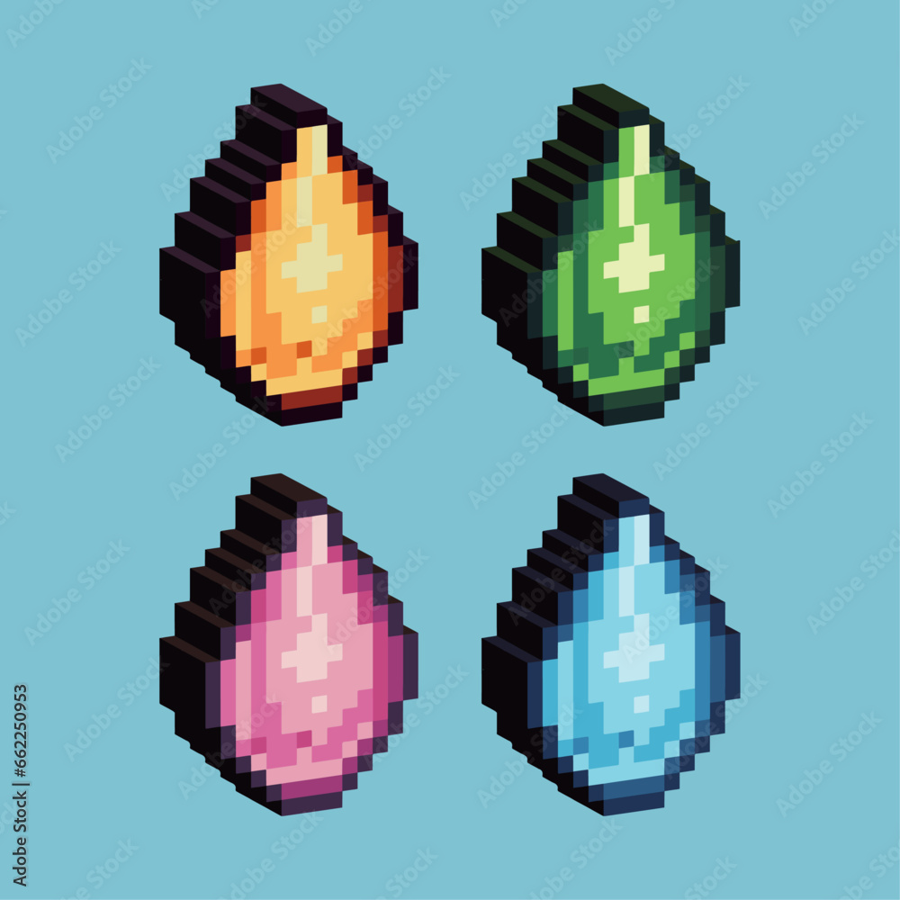 Poster isometric pixel art 3d of lemon fruit for items asset. lemon fruit on pixelated style.8bits perfect 